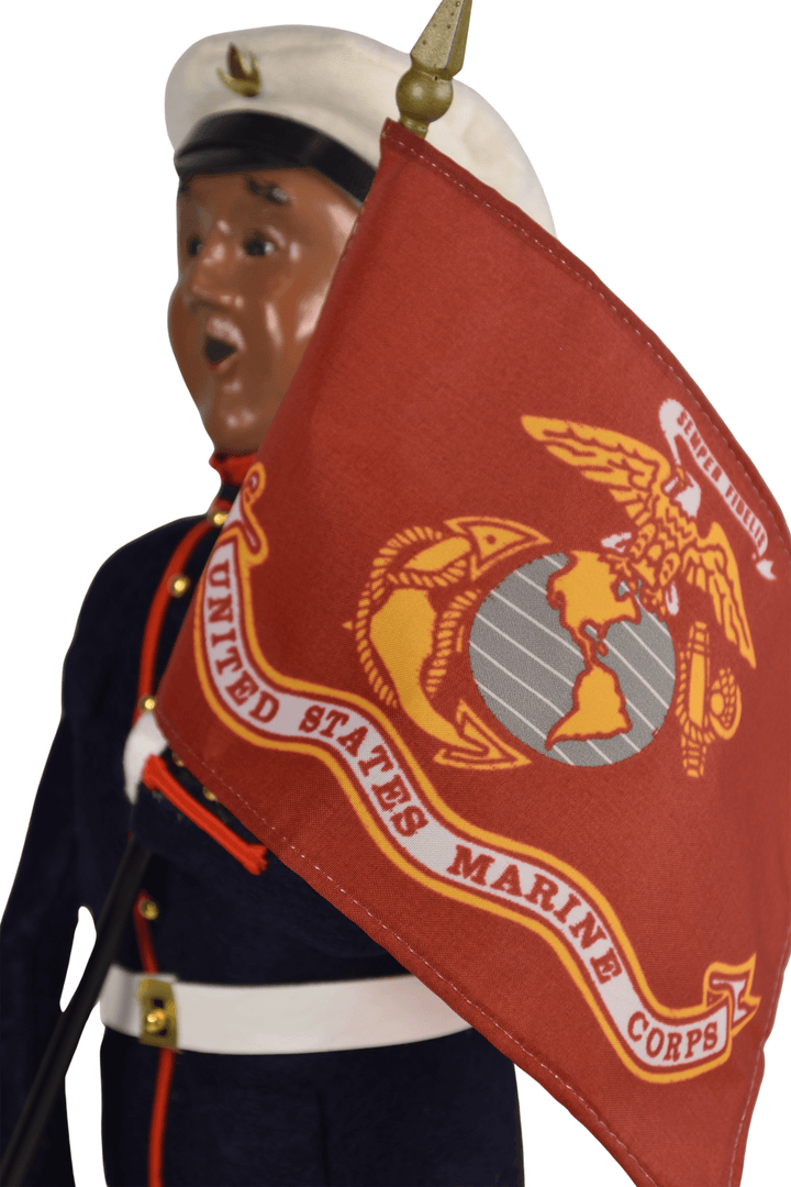 African American Marine Man with Flag