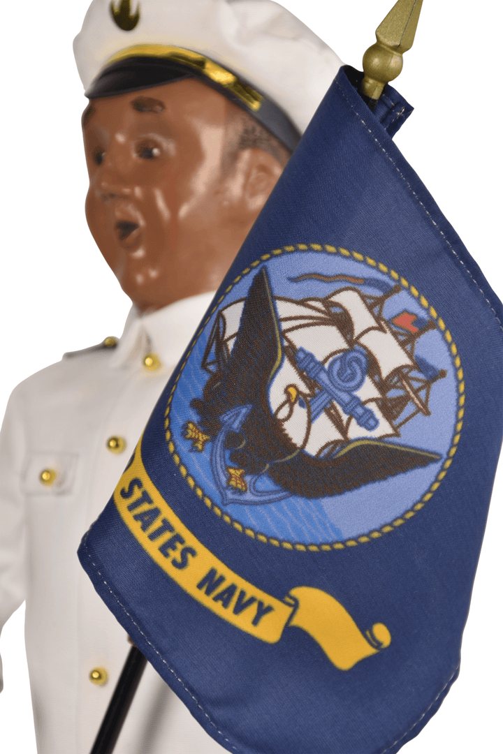 African American Navy Man with Flag