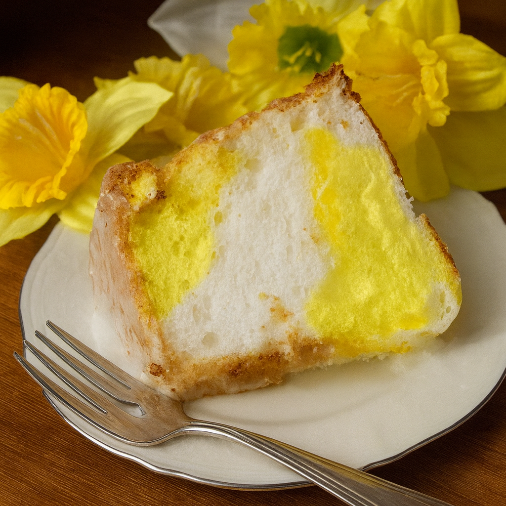 Photo of a piece of Daffodil Cake