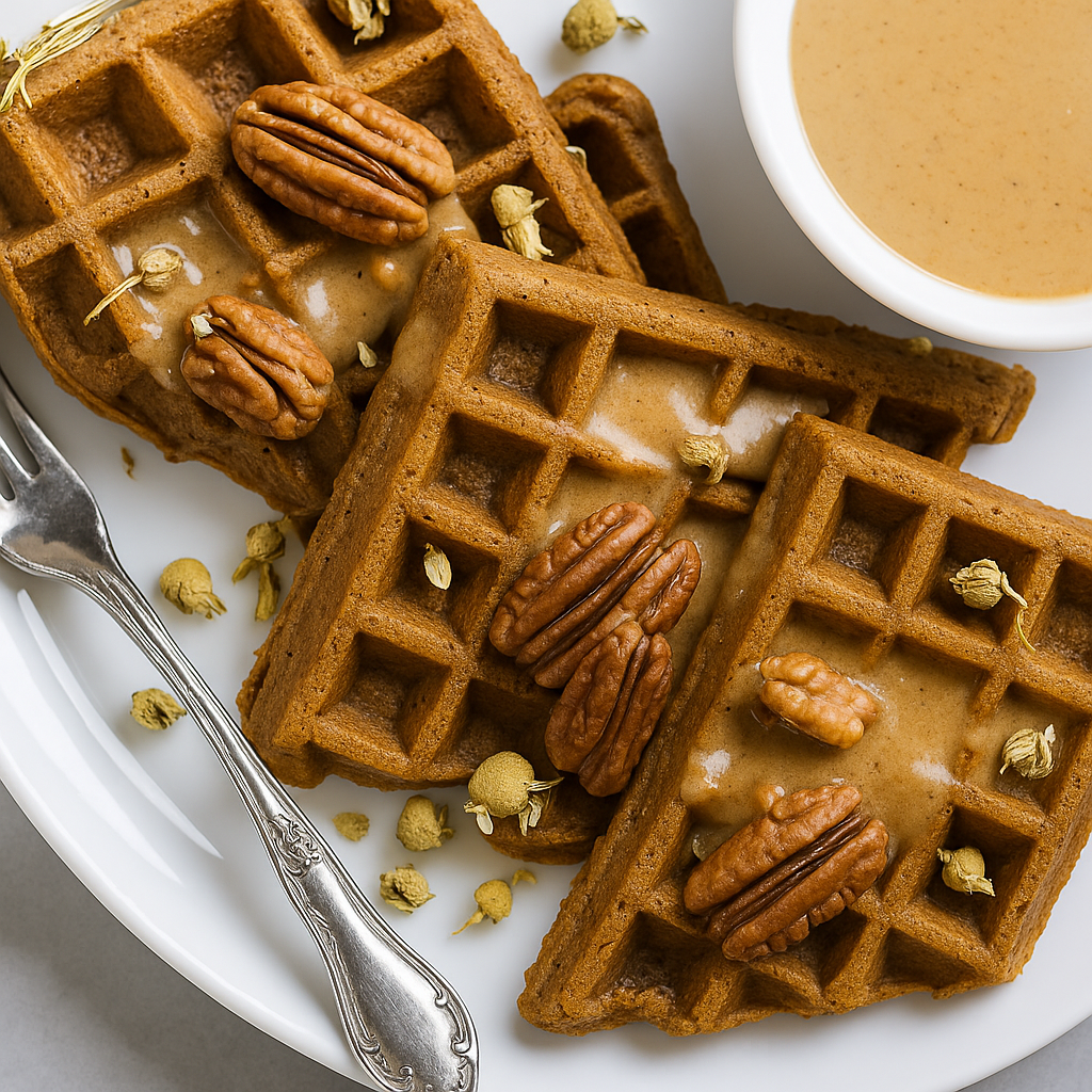 Photo of Gingerbread Waffles on a white plate