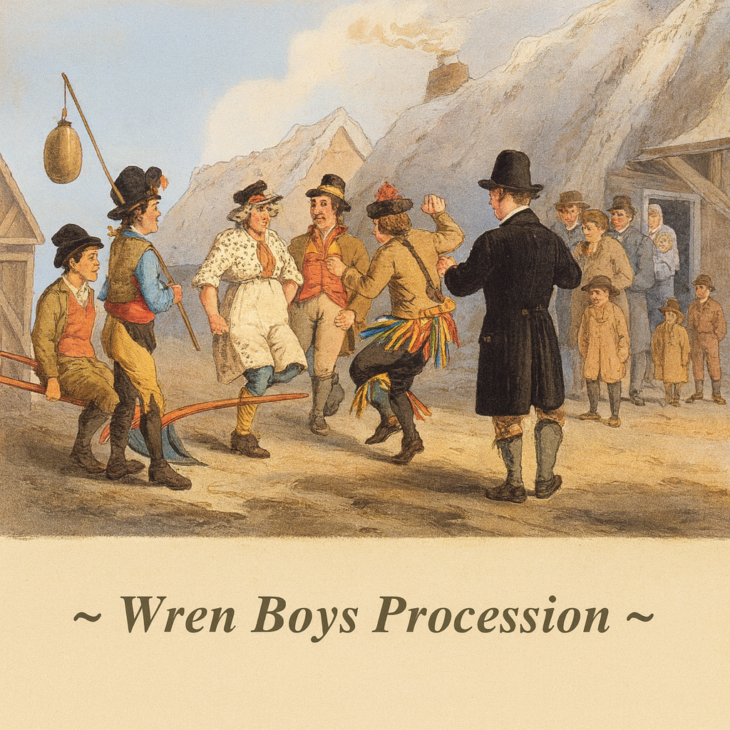 Drawing of Wren Boys Procession