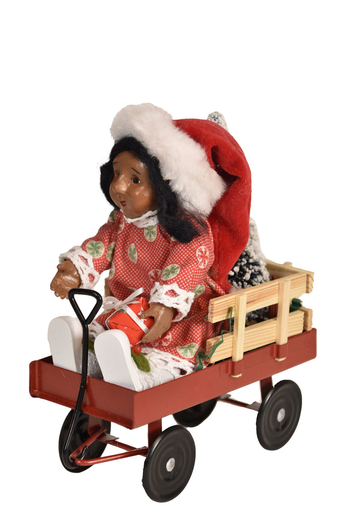 African American Toddler In Wagon