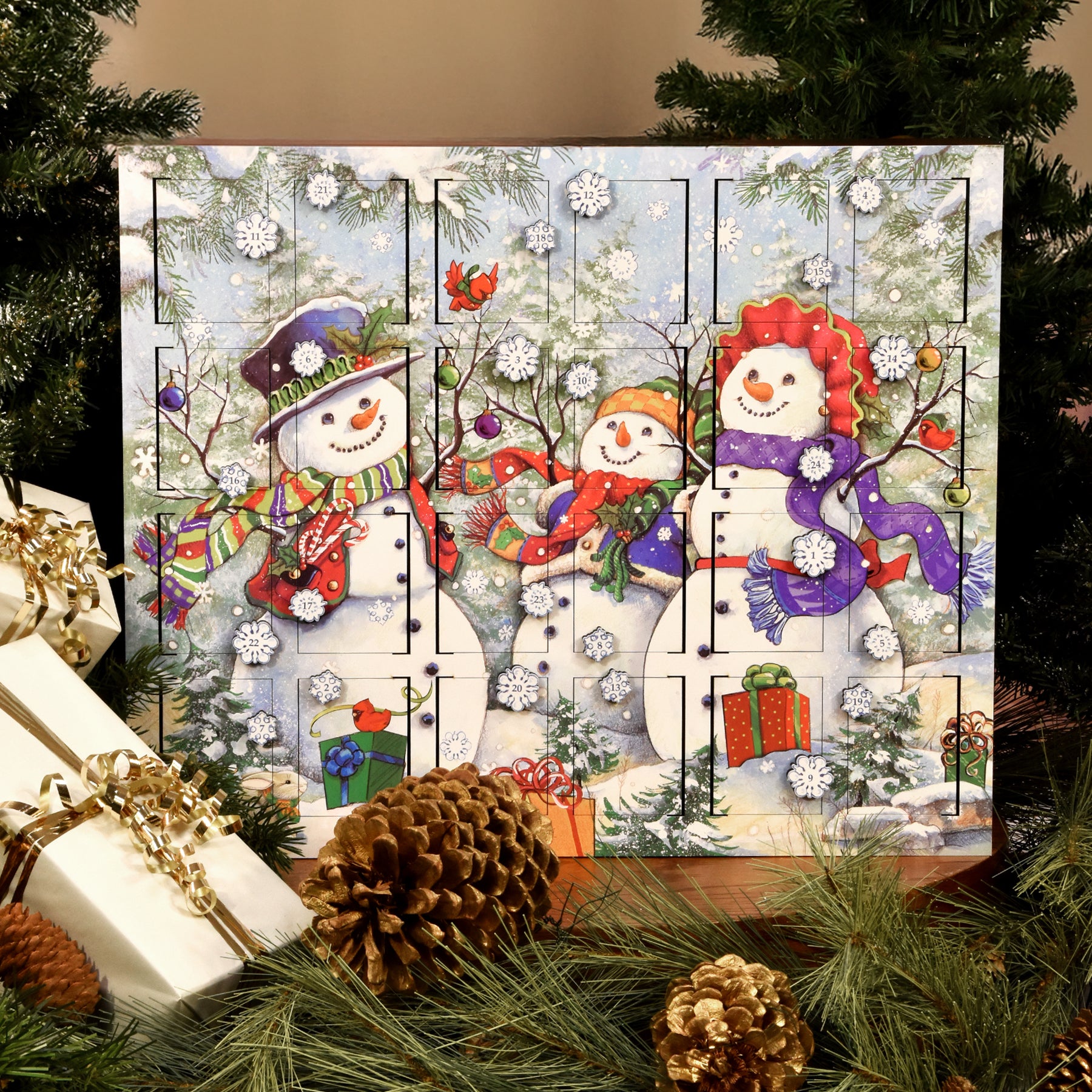 Snowman Advent Calendar, 3D Wooden Advent Calendar – Byers' Choice
