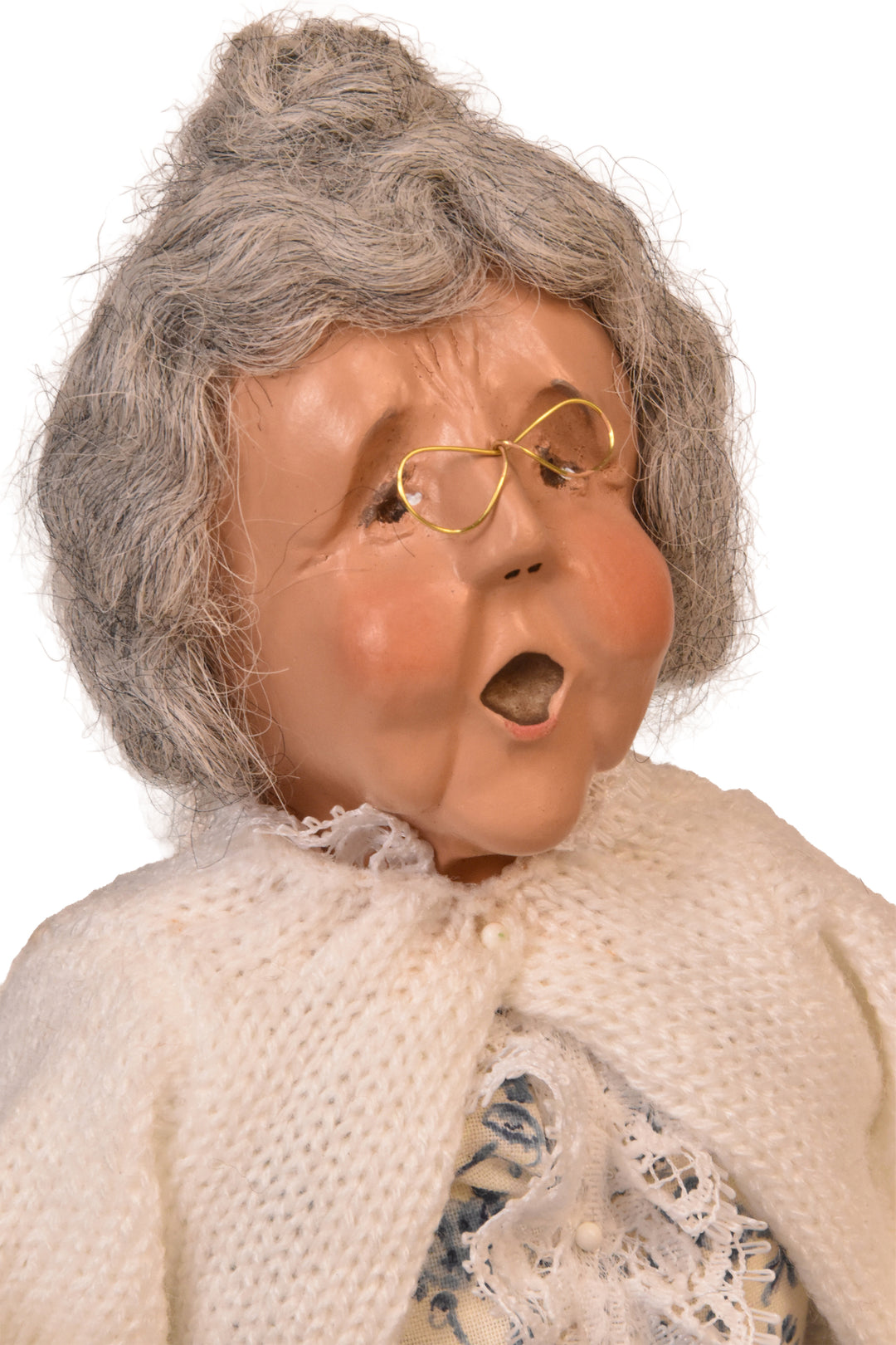 Grandmother Knitting On Bench (2000) - Auction