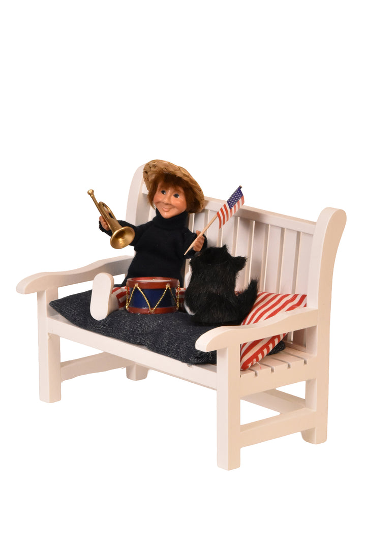 Patriotic Toddler On Bench - One Of A Kind - Auction