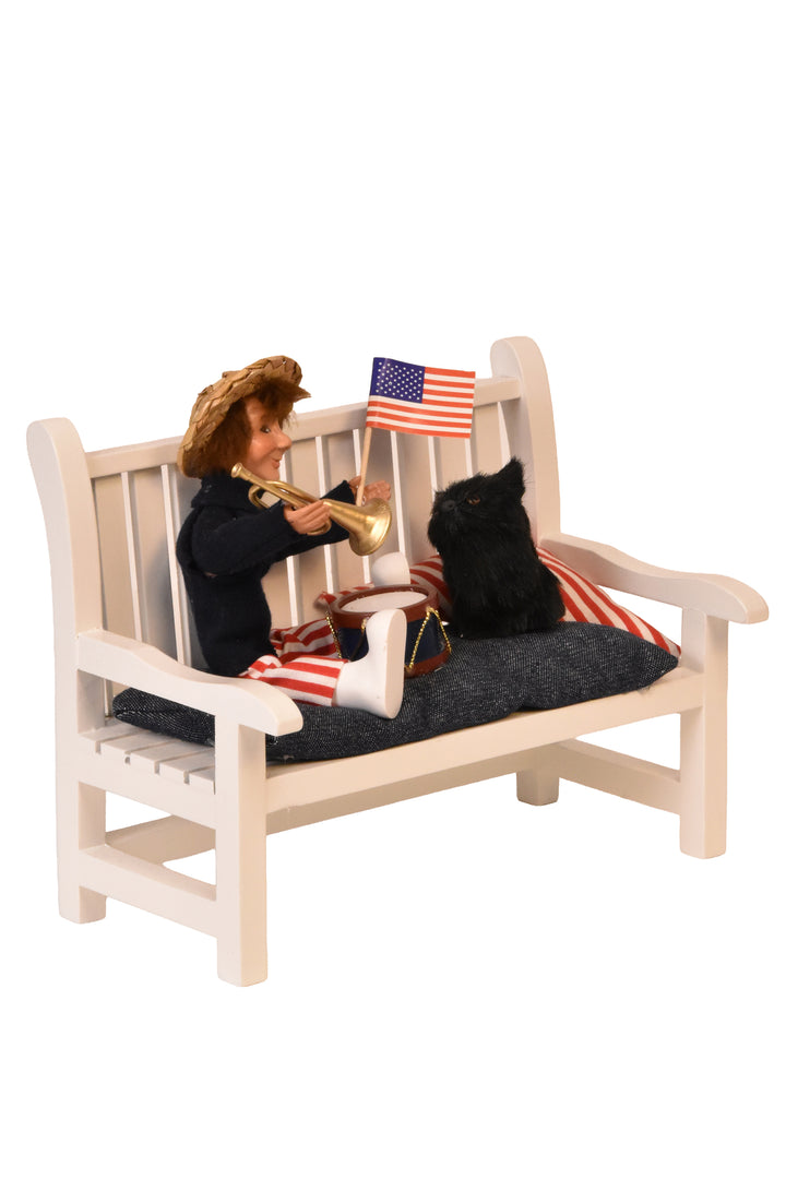 Patriotic Toddler On Bench - One Of A Kind - Auction