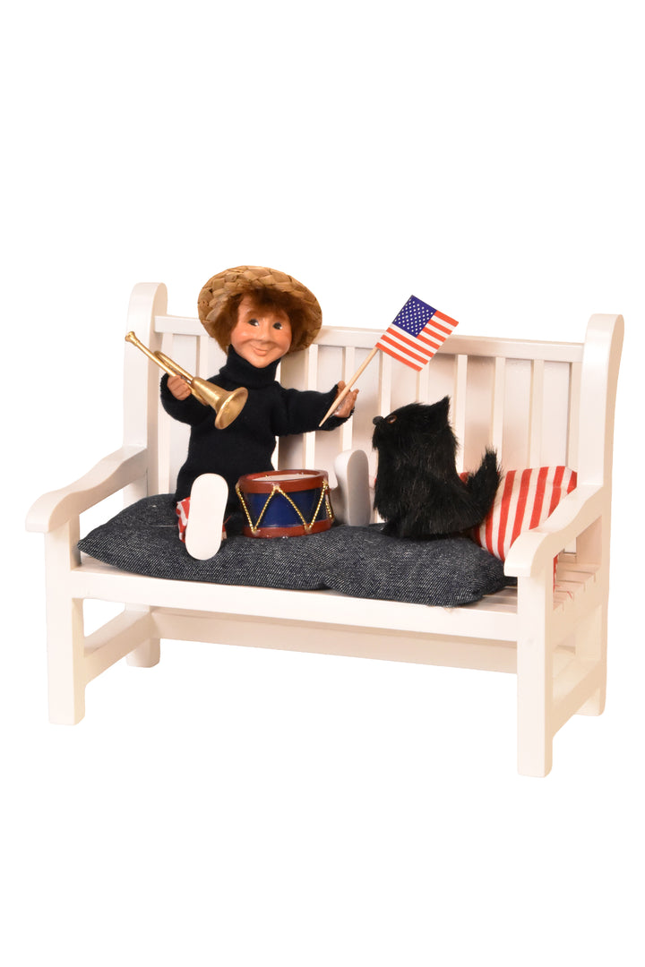 Patriotic Toddler On Bench - One Of A Kind - Auction