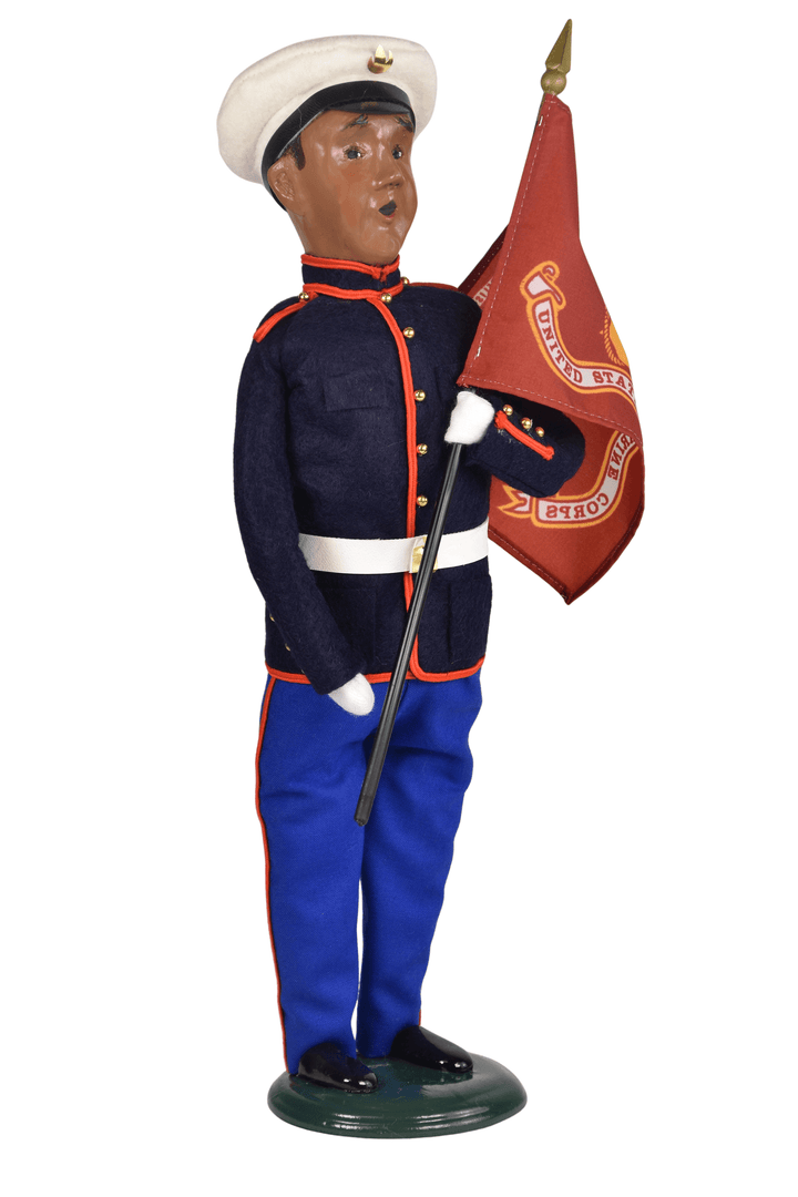 African American Marine Man with Flag