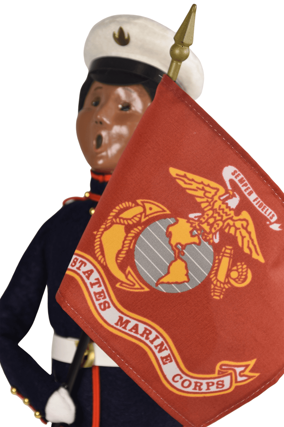 African American Marine Woman with Flag
