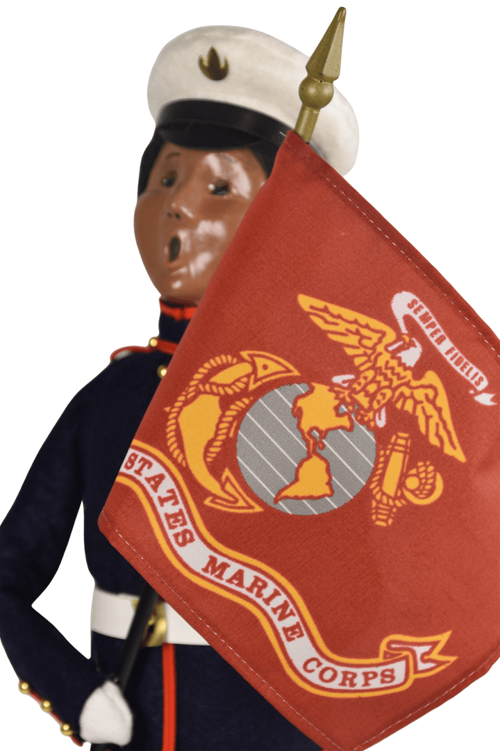 African American Marine Woman with Flag