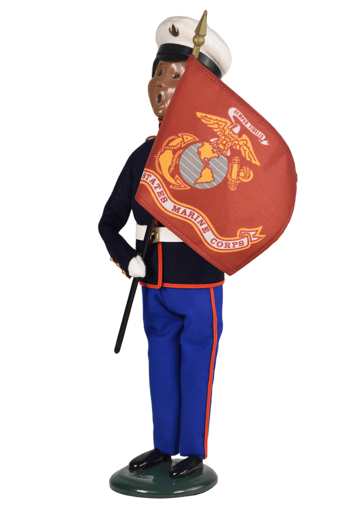 African American Marine Woman with Flag