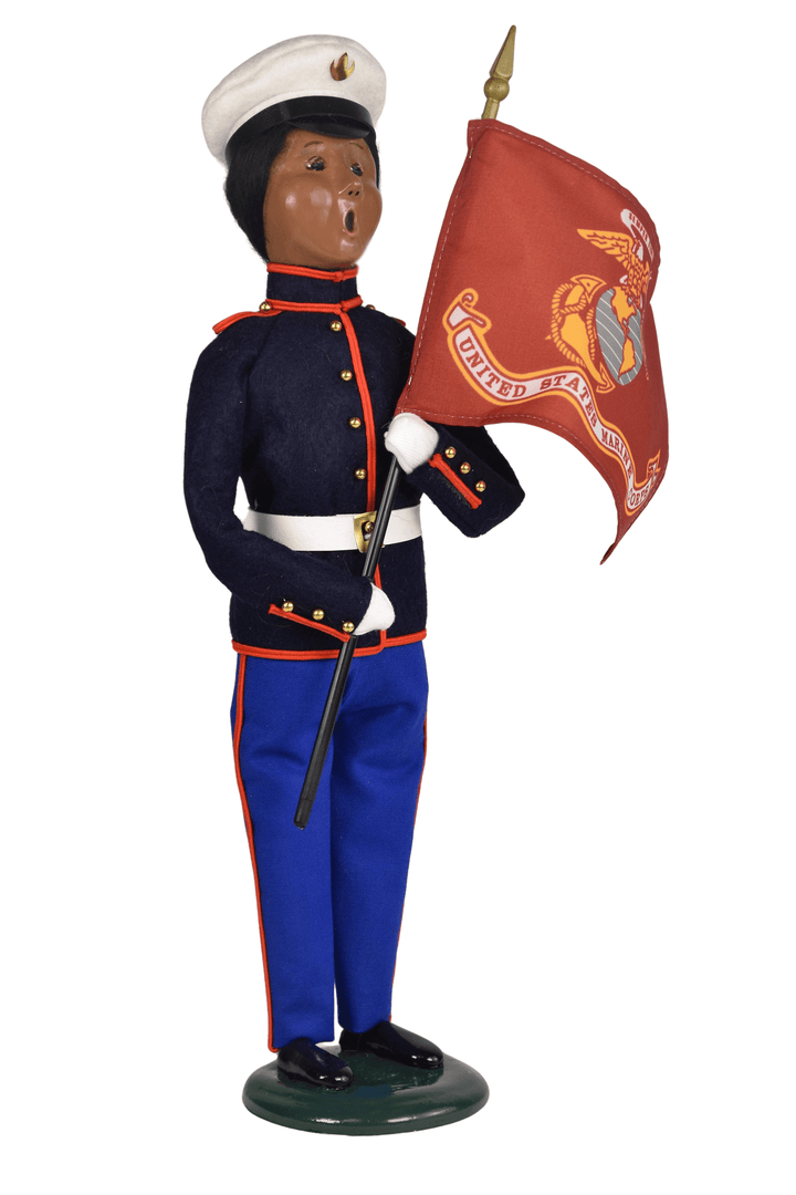 African American Marine Woman with Flag