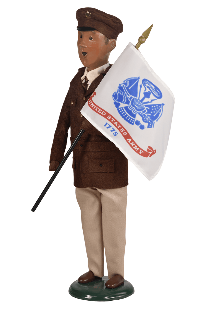 African American Army Man with Flag