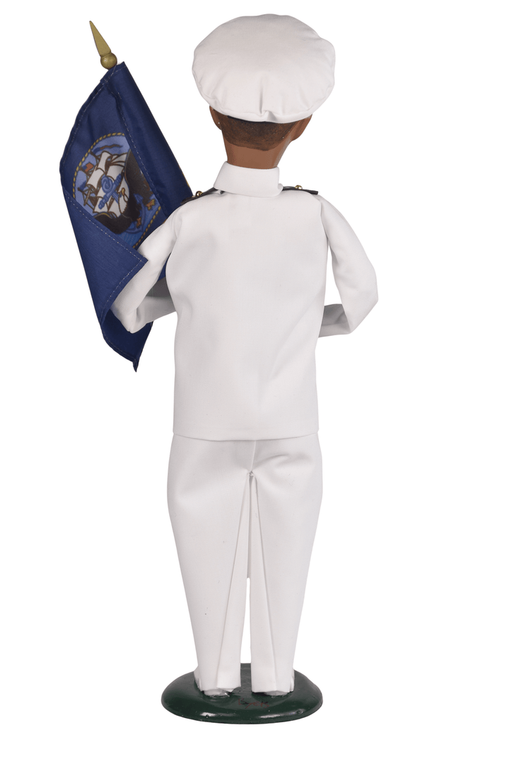African American Navy Man with Flag