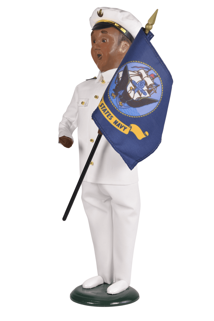 African American Navy Man with Flag