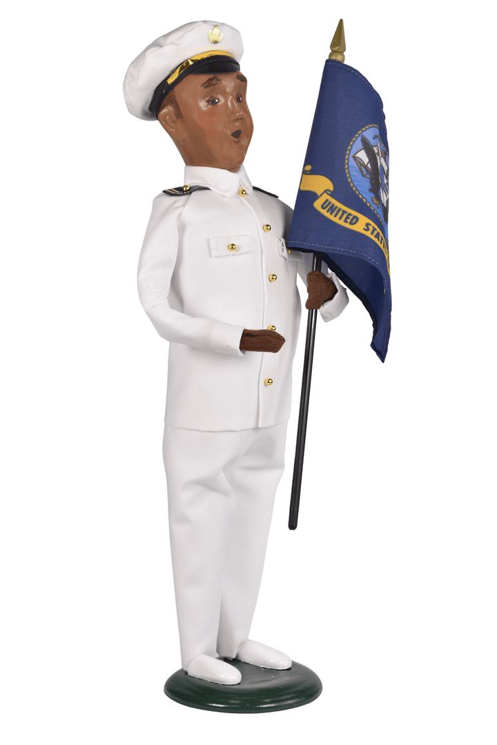 African American Navy Man with Flag