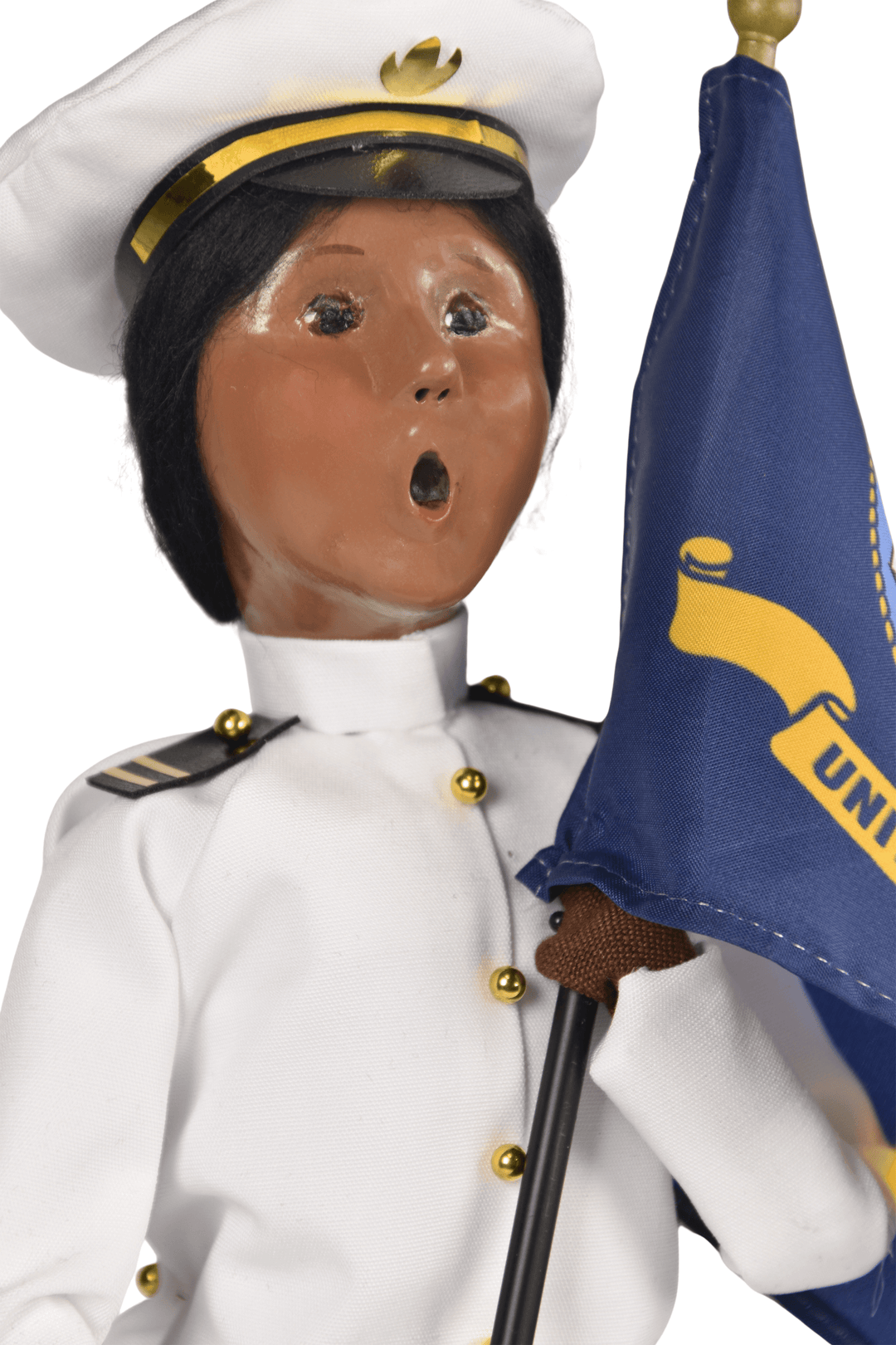 African American Navy Woman with Flag