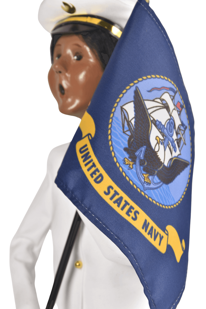 African American Navy Woman with Flag