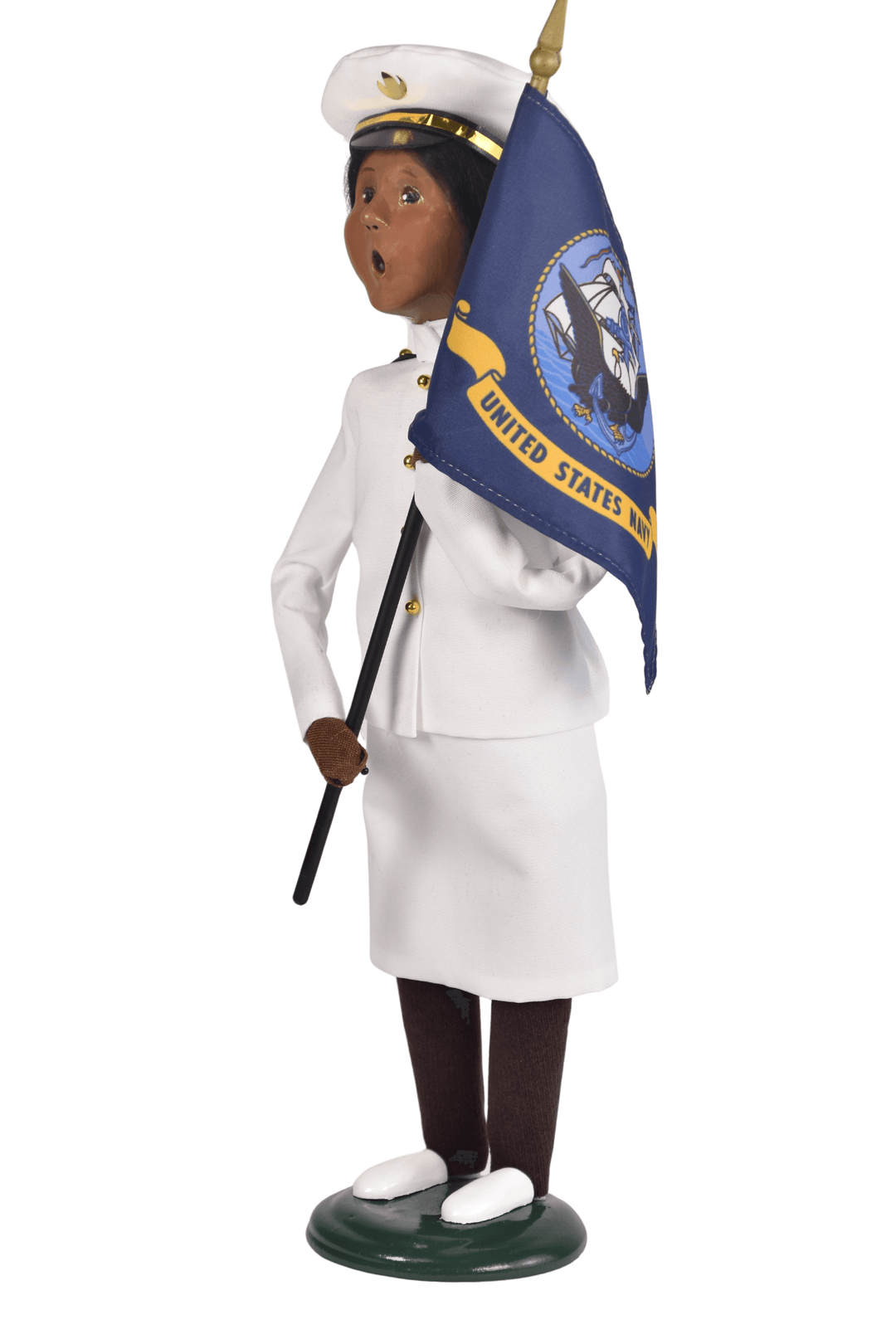 African American Navy Woman with Flag