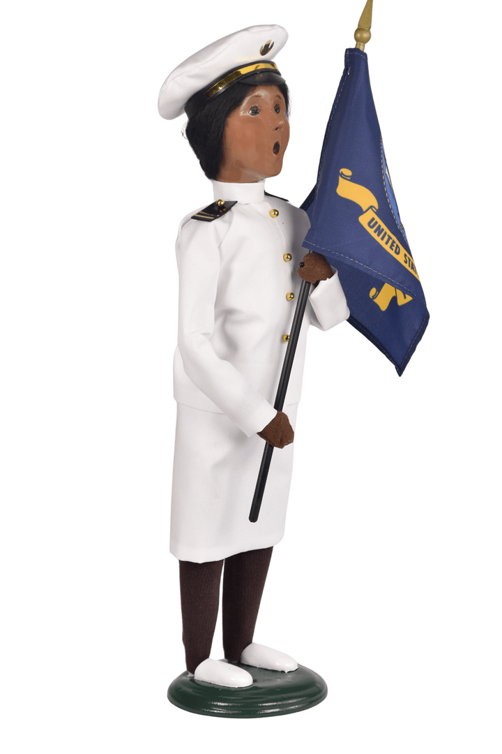 African American Navy Woman with Flag