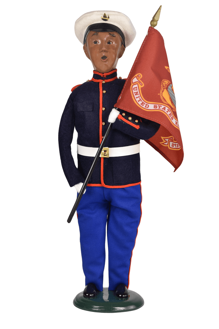 African American Marine Man with Flag