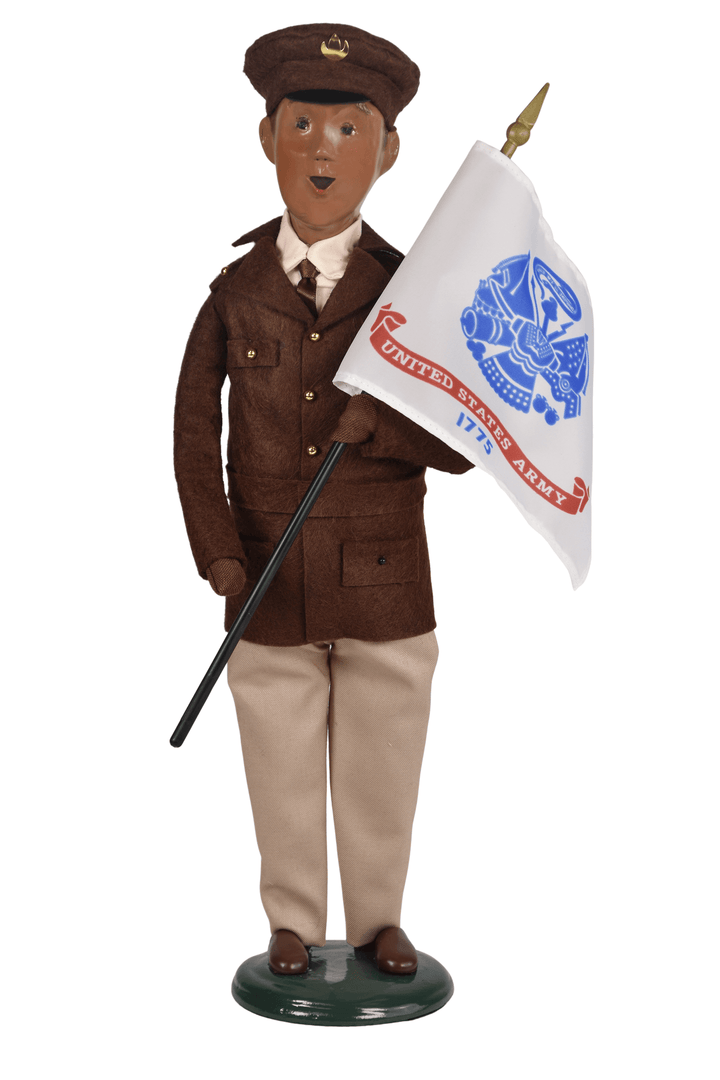 African American Army Man with Flag