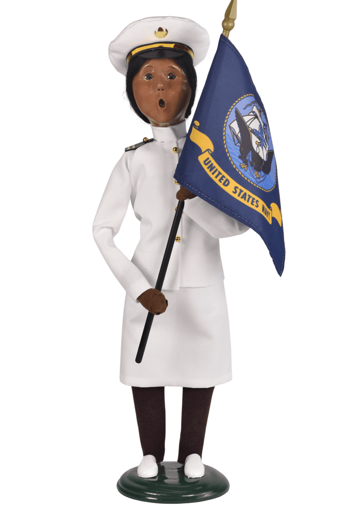 African American Navy Woman with Flag