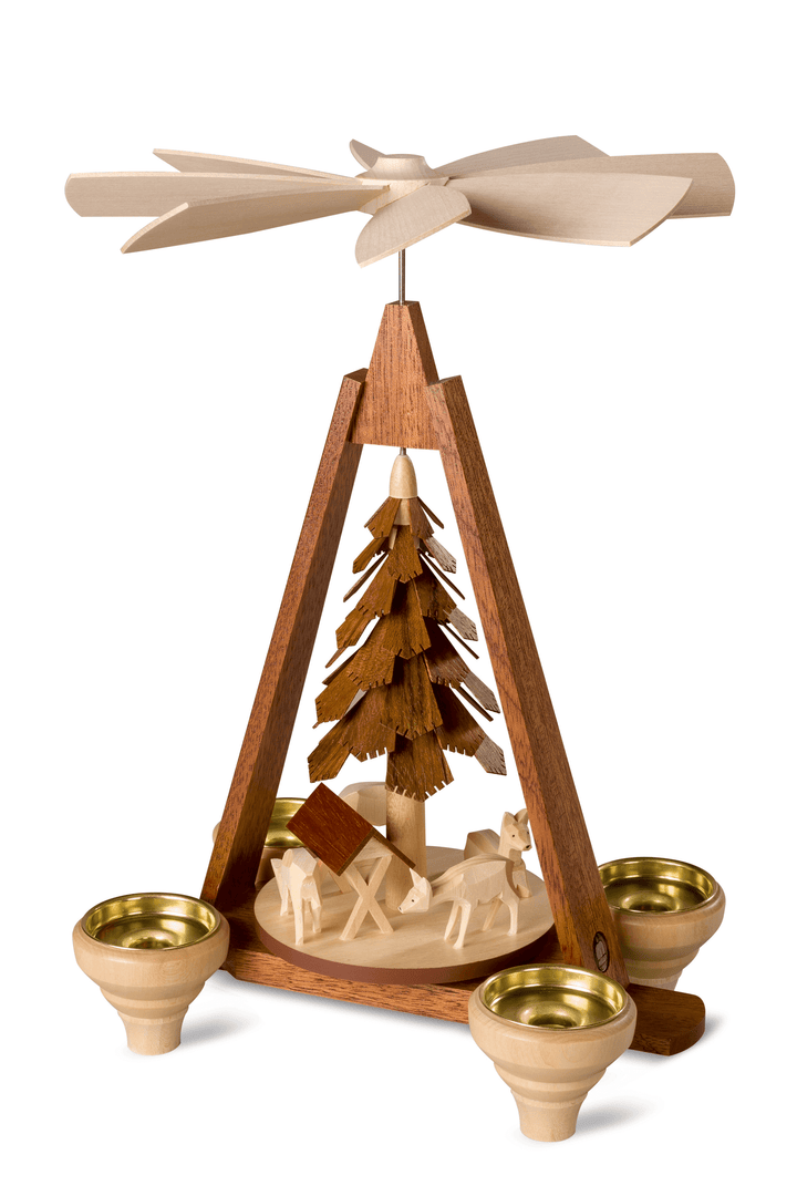 Hand Carved Deer Natural - German Pyramid