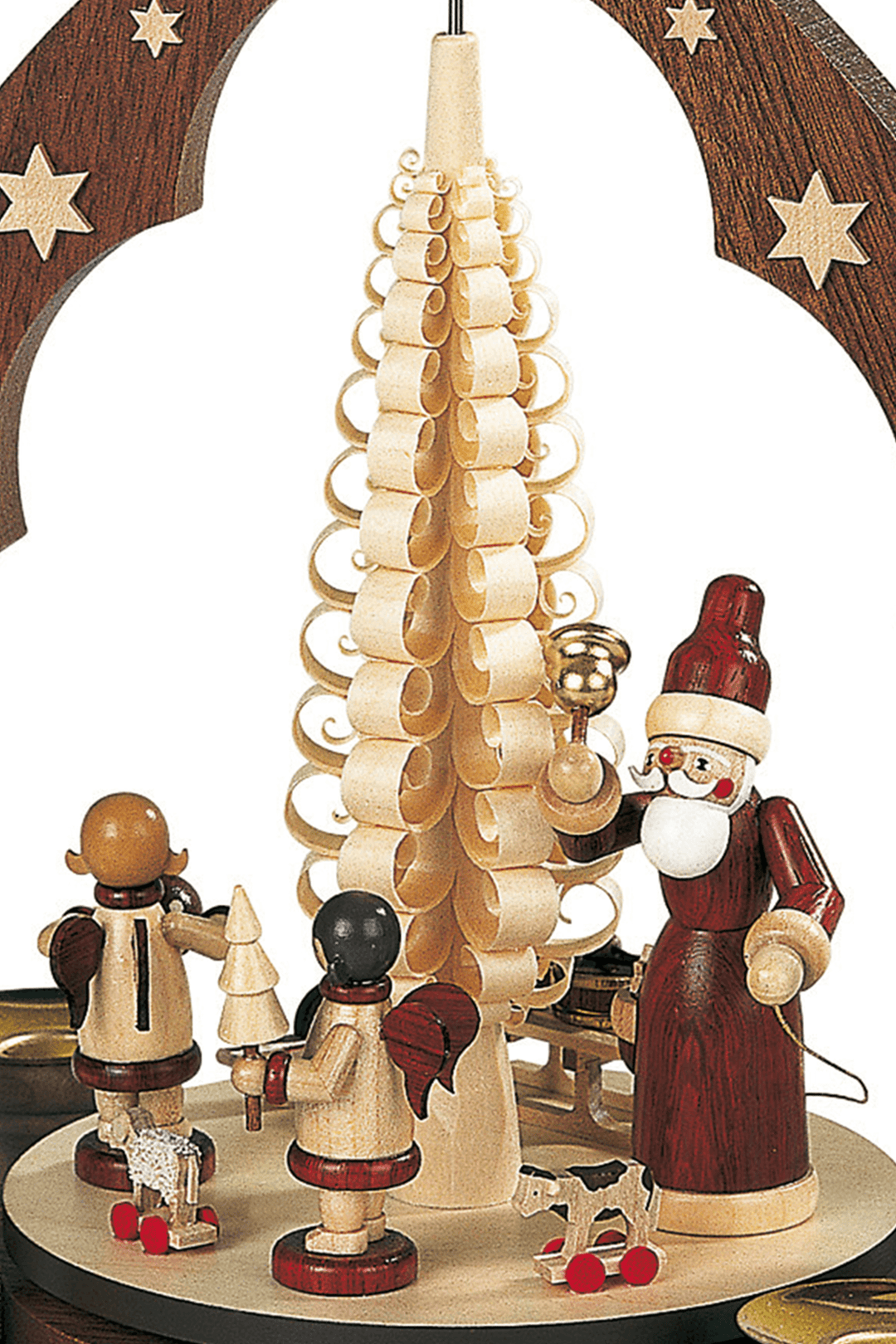Santa Giving X-Mas Presents, Pointed Arch - German Pyramid