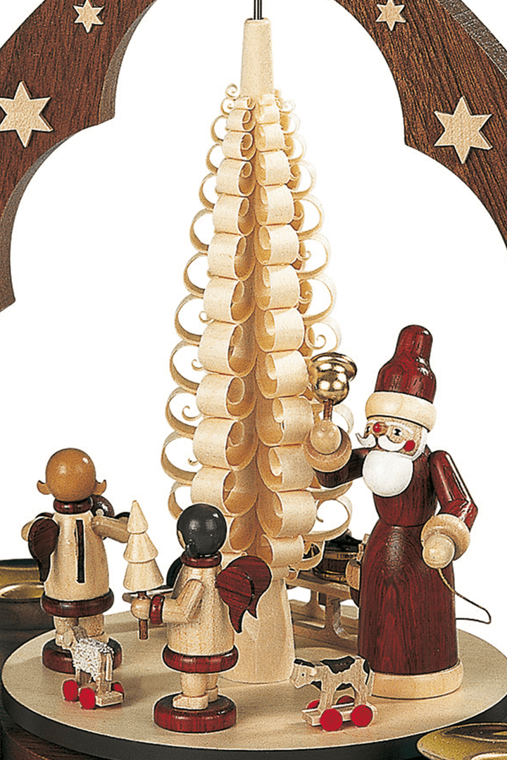 Santa Giving X-Mas Presents, Pointed Arch - German Pyramid