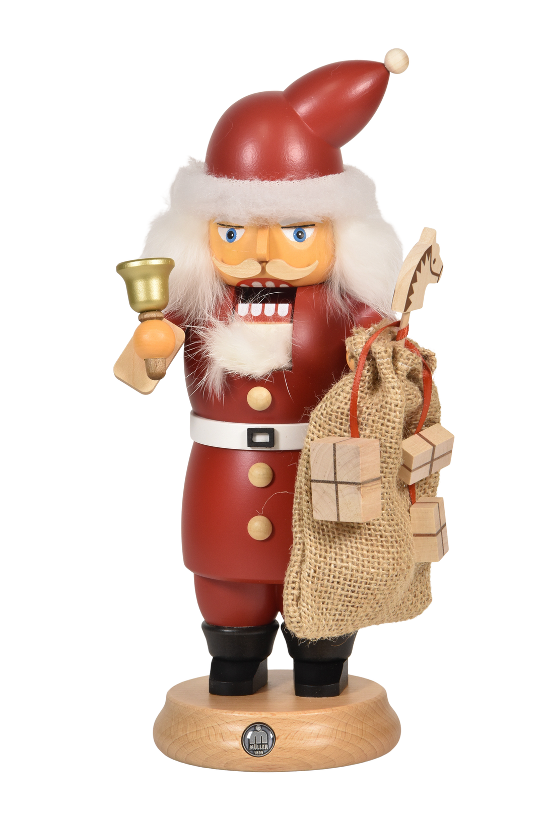 Santa with Bell - German Smoking Nutcracker